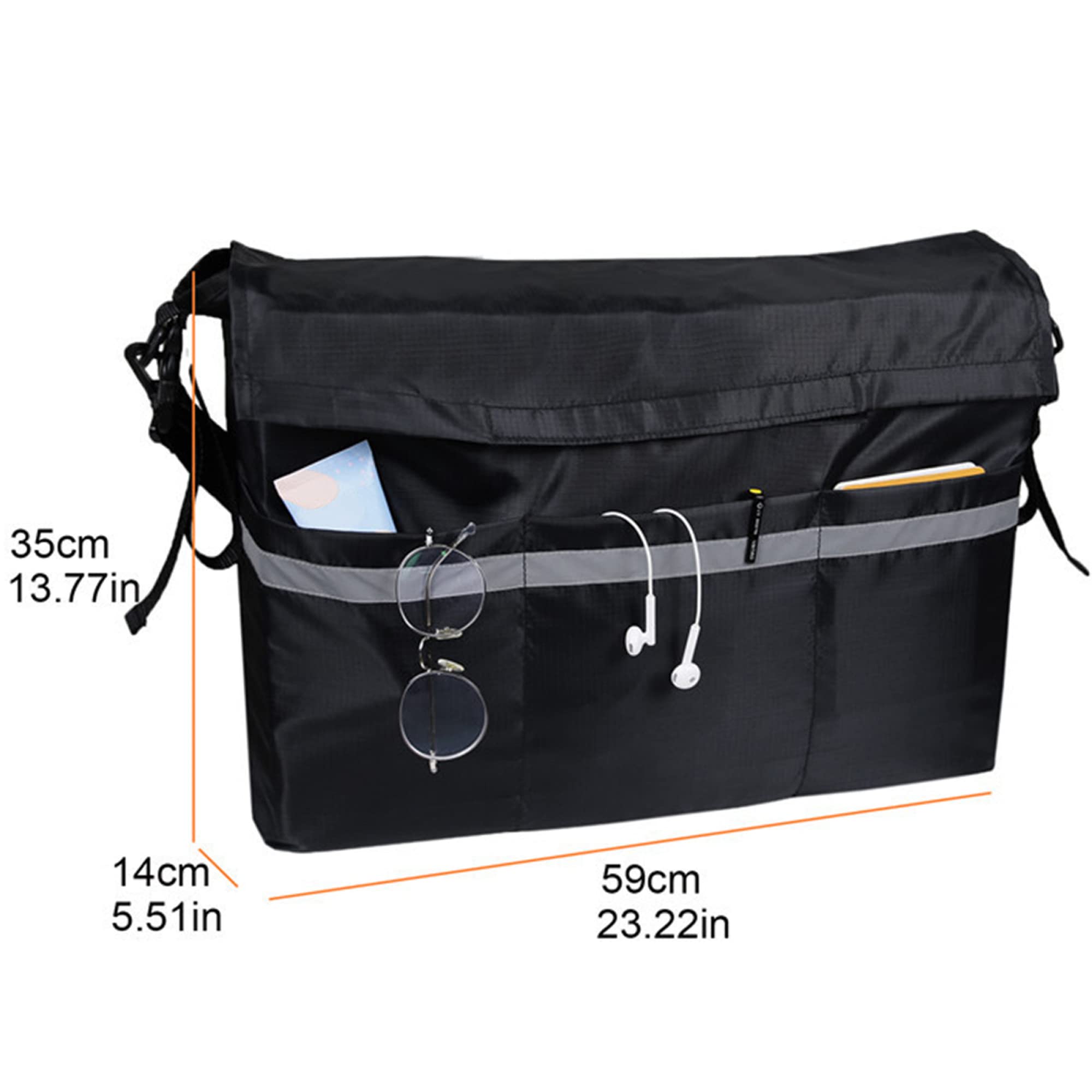 Organizador de Bolsas para andadores, Bolsa de Accesorios Impermeable con Tira Reflectante y Gran Capacidad Universal para andadores, Scooters o andadores con Ruedas