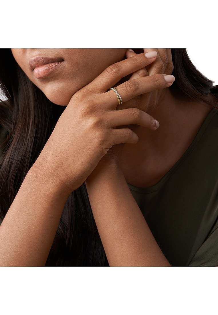 Fossil Damen Ring Edelstahl goldfarben