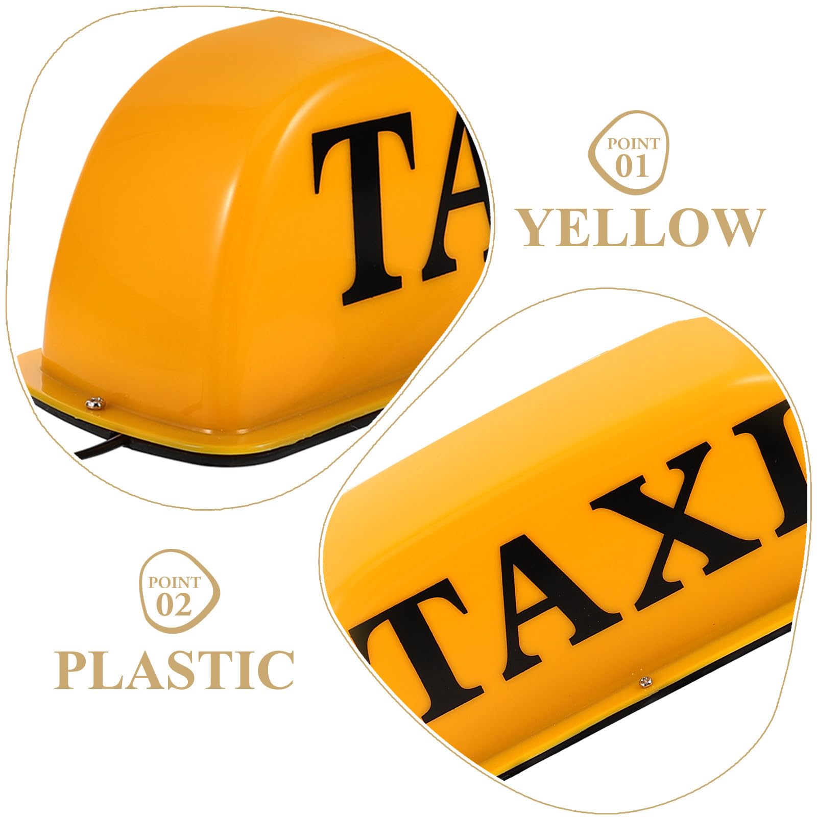Lampada Segnaletica Taxi Magnetica per Veicolo, Luce Gialla in Plastico Resistente, per Guida Notturna e Auto Taxi, Facile da Fissare Sul Tetto