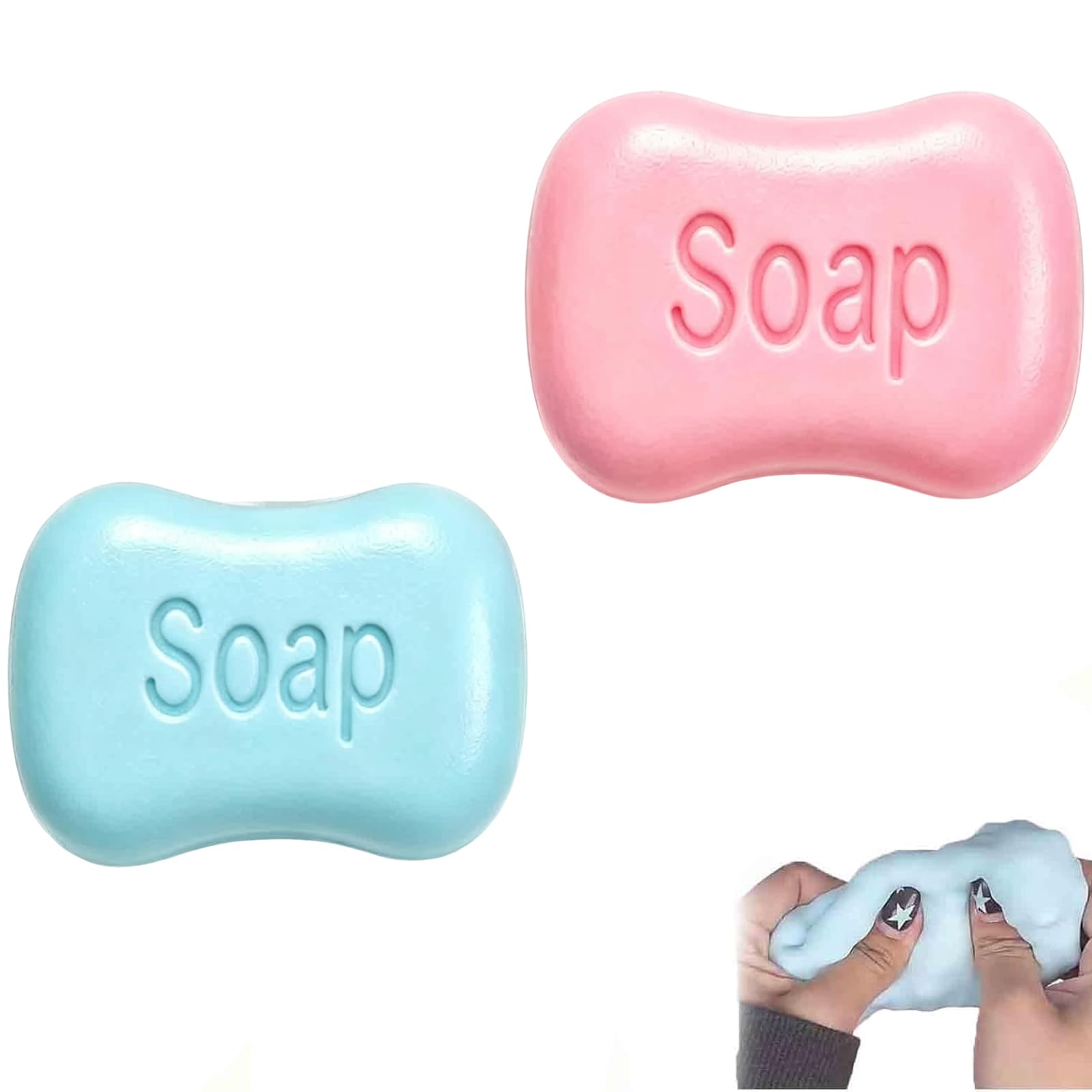 MAUDFEK 2 PCS Soap Squishy, Decorative Ornament in Blue And Pink Tones, Soft Textured Desktop Display Accessory for Office Workstation, Compact Household Table Embellishment and Unique Gift for Adult