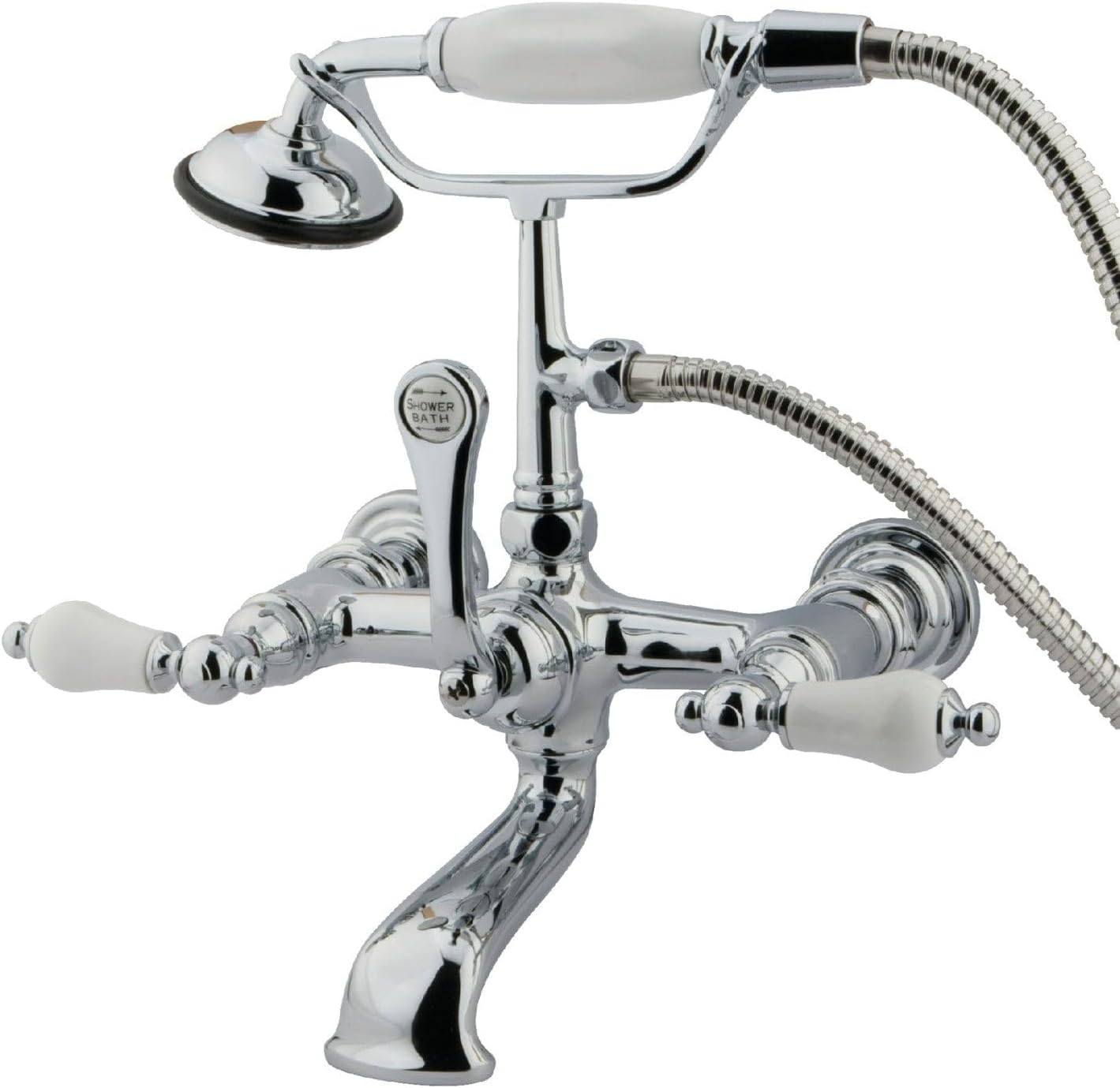 Elements of Design DT2035AL Hot Springs Deck Mount Clawfoot Tub Filler with Hand Shower, 8" in Spout Reach, Oil Rubbed Bronze