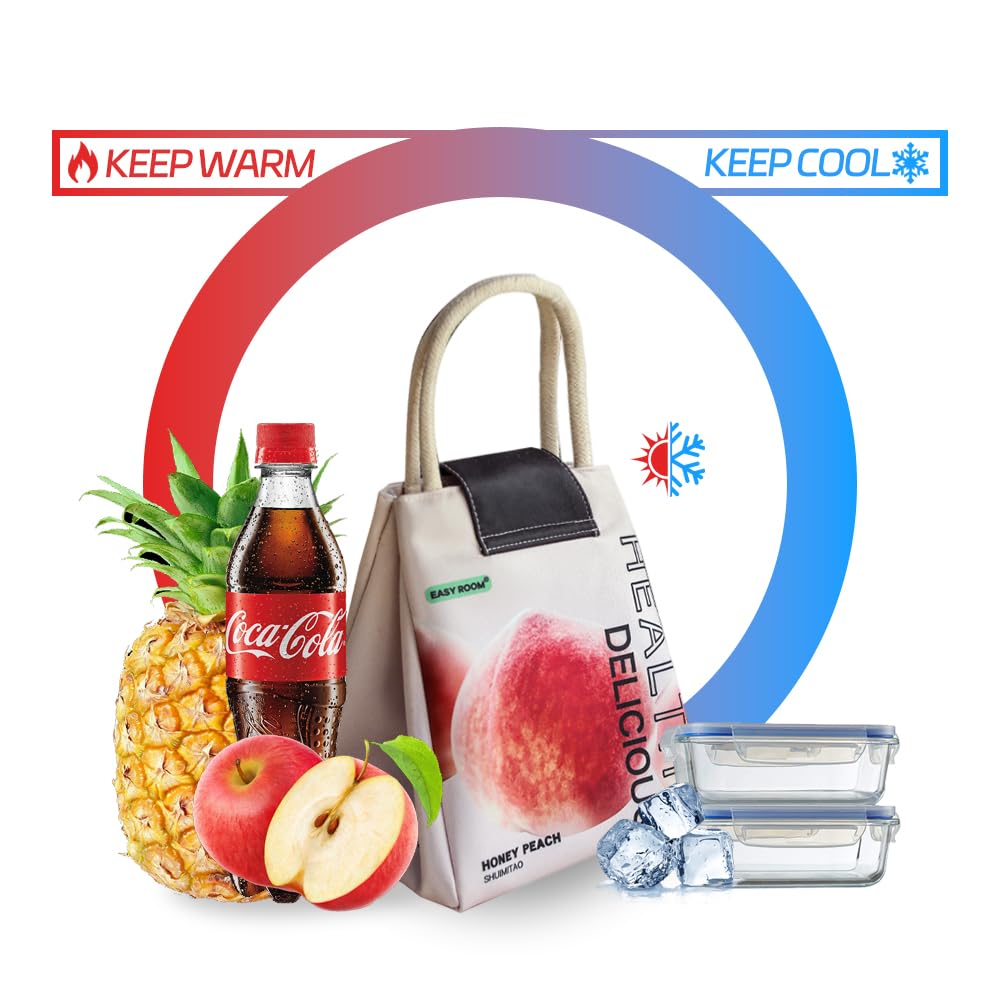 Lunch-Taschen für Damen und Herren, Erwachsene, isoliert, wiederverwendbar, mit Innentasche, Lunchtasche für die Arbeit (Mango)