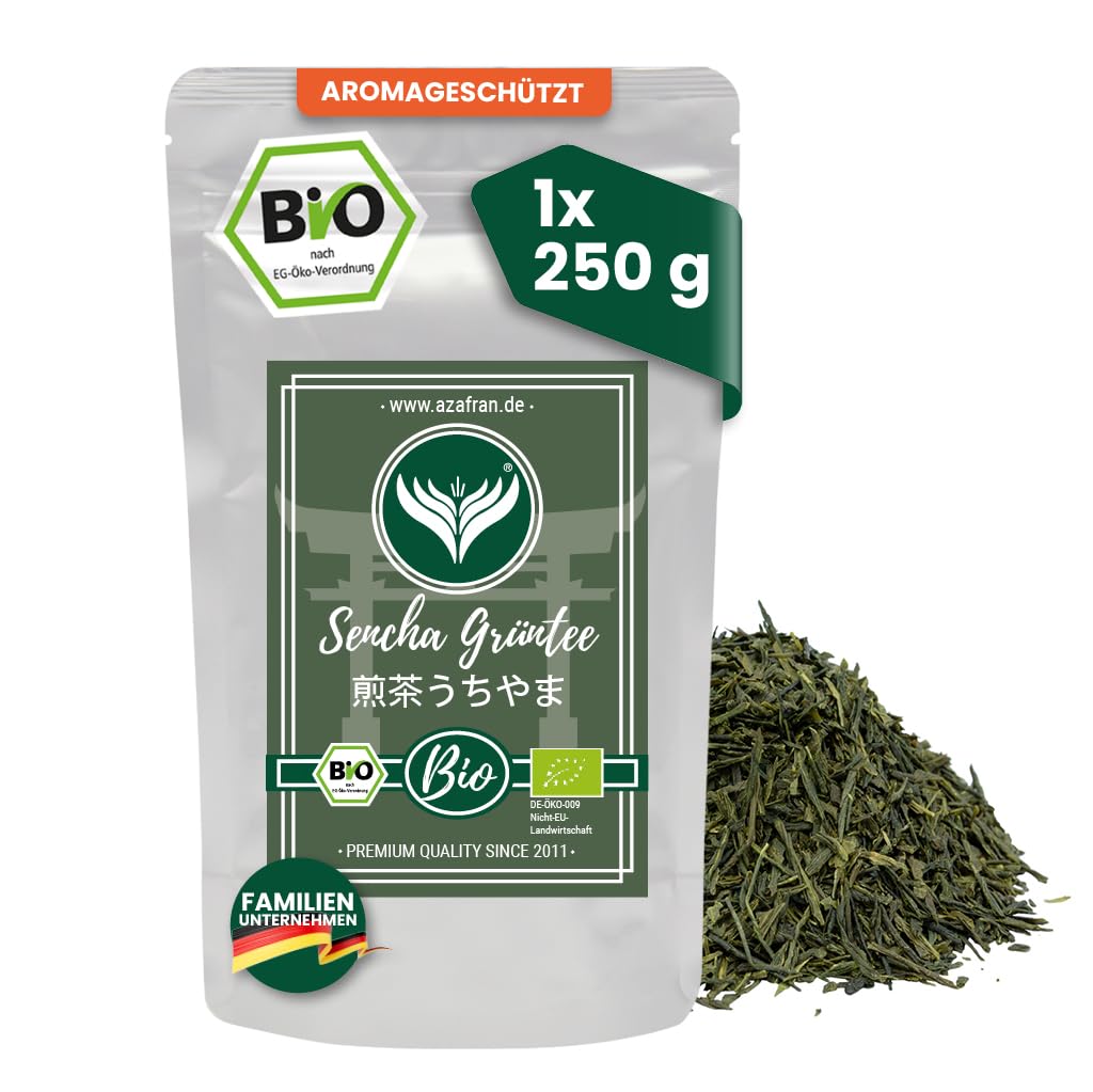 Azafran Grüner Tee - BIO Sencha Grüntee lose geschnitten - Original Uchiyama aus Japan 250g