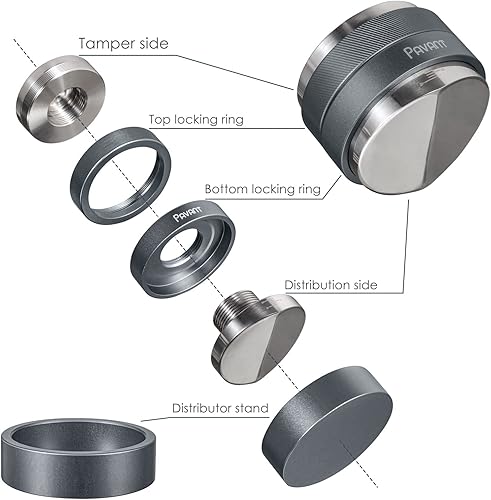 Miniatura 2 de Distribuidor e manipulador de cuña de espresso de 2.008 in, herramienta de distribución de café de doble cabezal Pavant con base en forma de V,