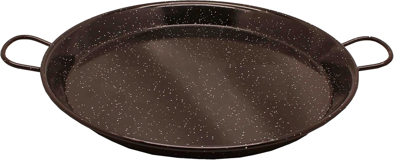 FERRETERIA LEPANTO Kit Paellero, Quemador a Gas butano, paellera acero pulido, regulador de Gas + 1,5 metros de Manguera, soporte de 3 Patas Resistentes (Esmaltada, 60 CM)