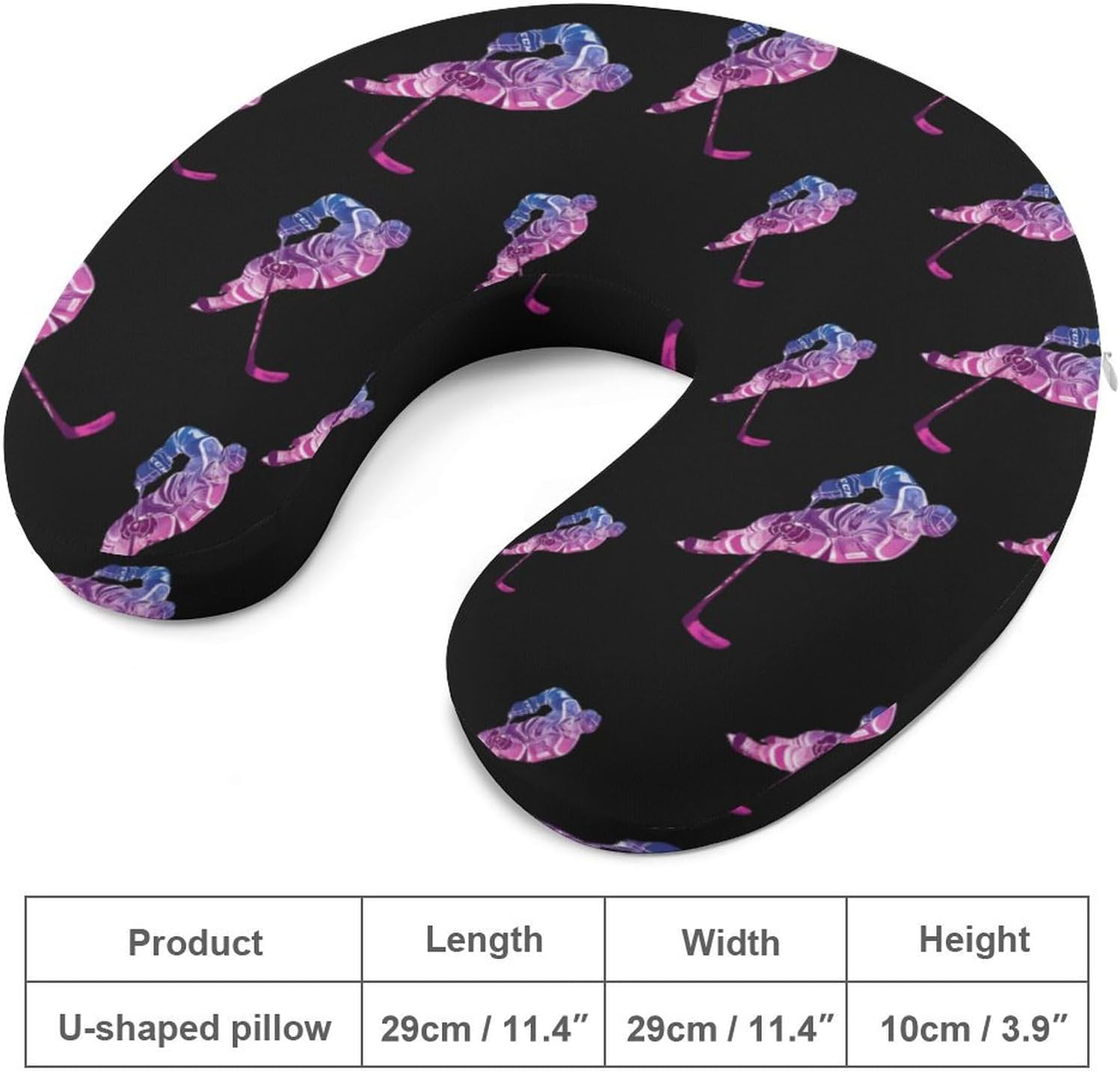 Hockey Funny Travel Pillow U Shaped Memory Foam Neck Pillows Portable for Flight Car Home Office