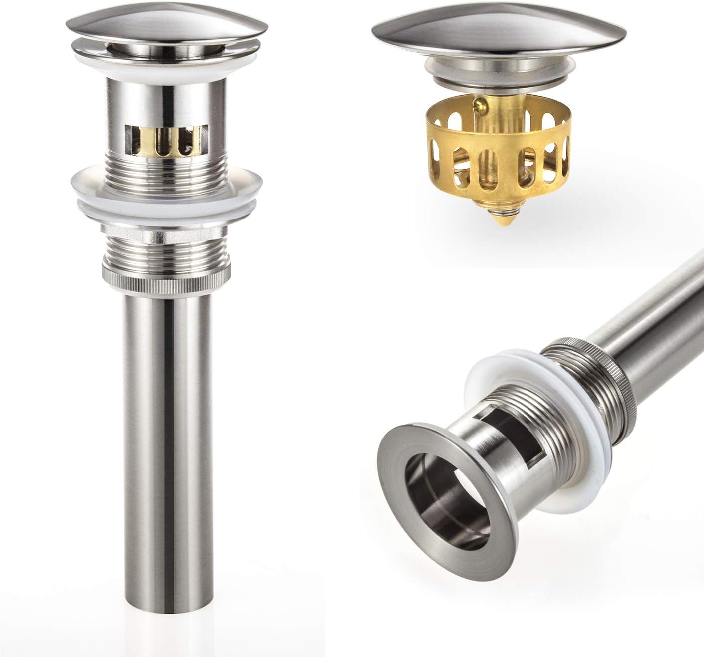 KOKOSIRI Bathroom Sink Drain With Strainer Basket, Faucet Vessel Vanity