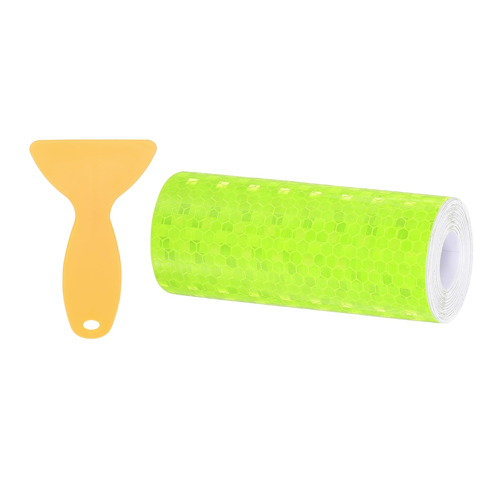 PATIKIL 4 Inch x 10 ft Reflective Tape, 1 Roll Waterproof Self Adhesive High Visibility Caution Warning Safety Tape Reflector with Scraper for Trucks Trailers Cars, Bright Green