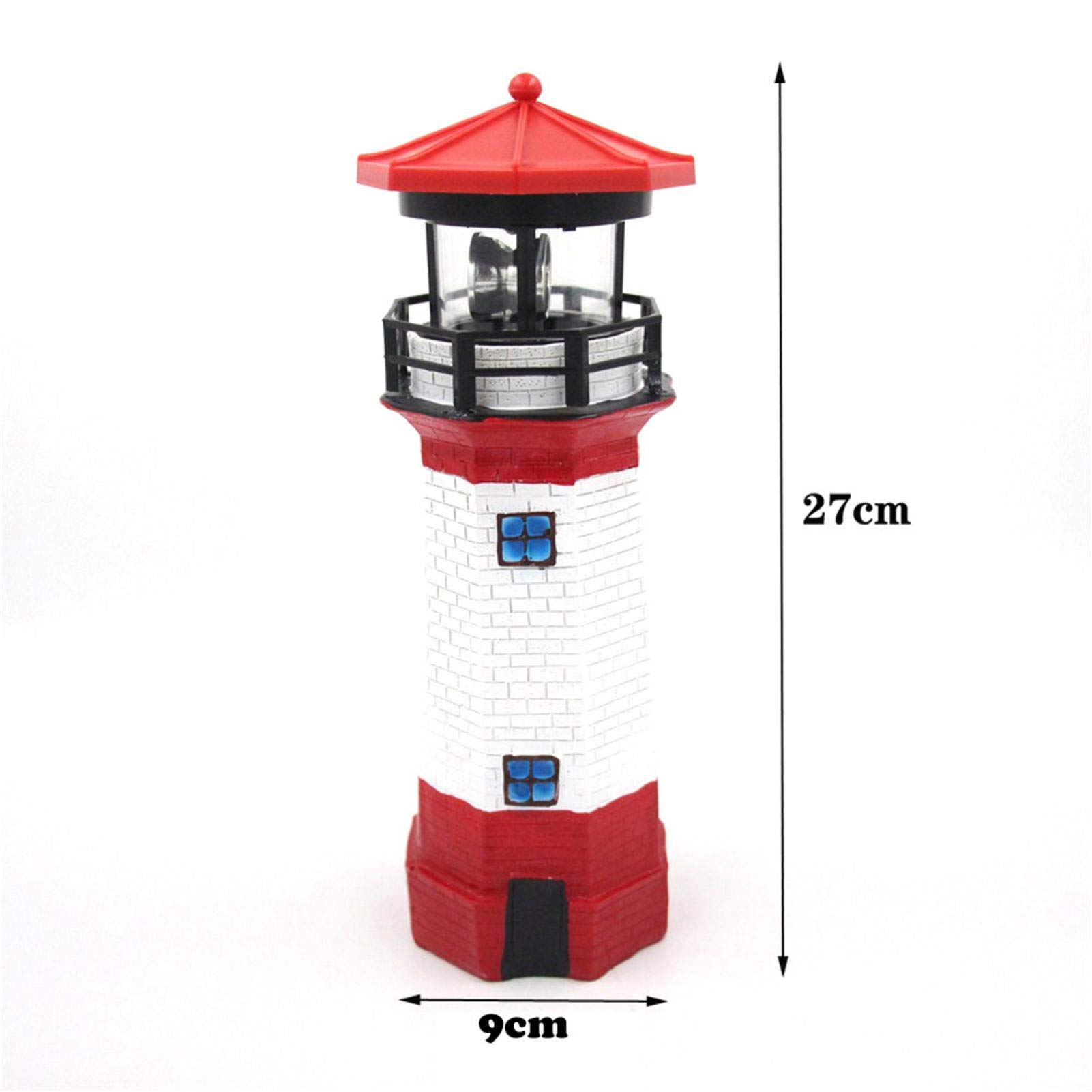 Faro decorativo de jardín con energía solar tradicional con LED giratorio, luz decorativa de faro solar, lámpara de jardín de estilo náutico impermeable para fiestas, terrazas, patios, adornos al