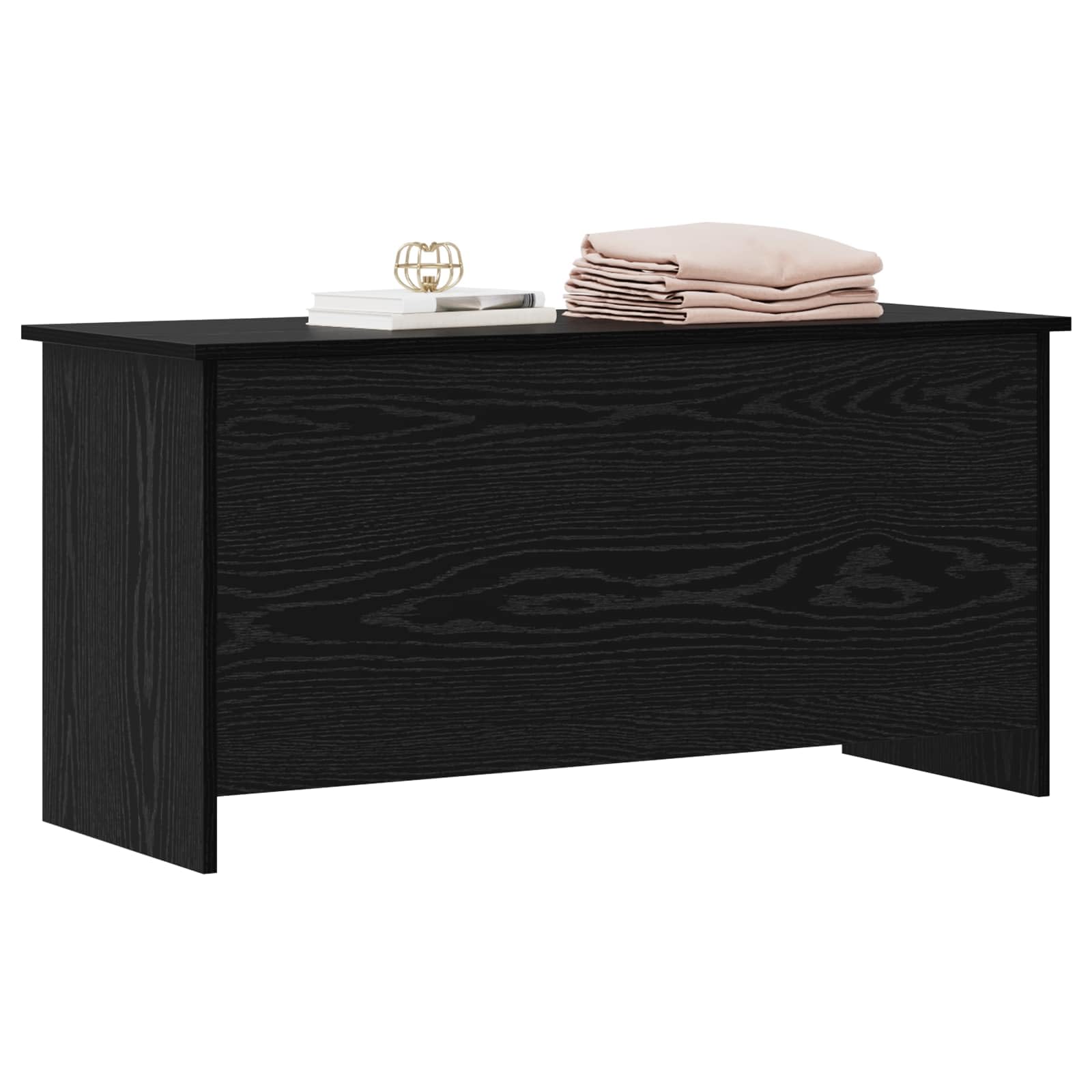 Cassapanca in rovere nero, 100 x 40 x 50 cm | legno, design rettangolare, facile da montare, facile da pulire con un panno umido