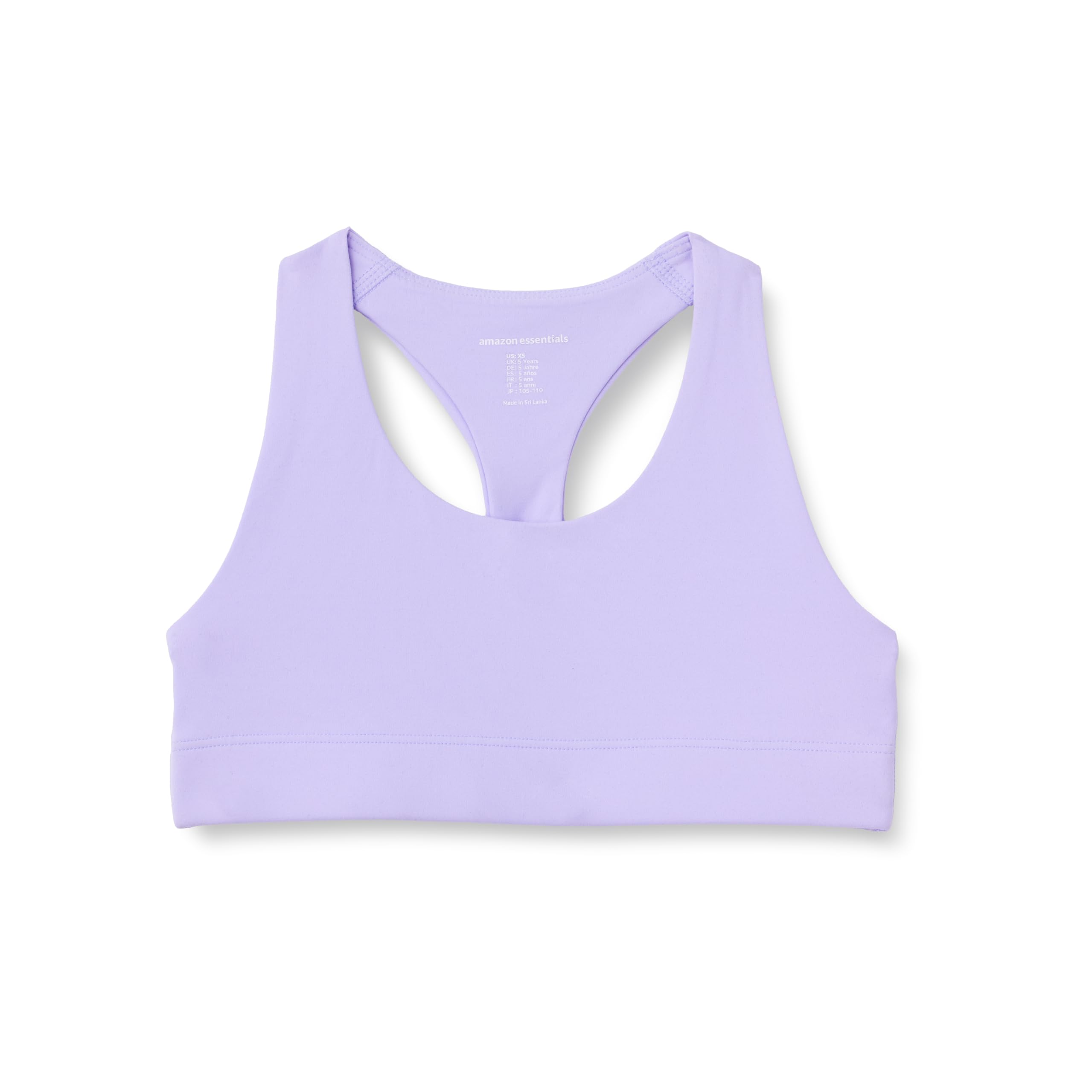 Amazon Essentials Girls' Active Total Train Racerback Sports Bra, Lavender, 9 Years