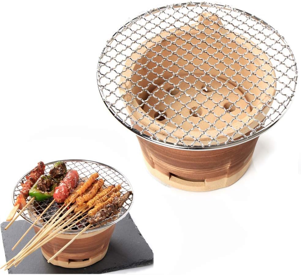 Parrilla de barbacoa de cerámica para exteriores, pequeña parrilla de barbacoa para camping