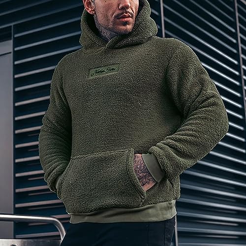 Mens Hoodies Pullover Long Sleeve Pullover Hoodies Sherpa Fleece Thick Thermal Tops Casual Work Hooded Sweatshirt with Pocket4