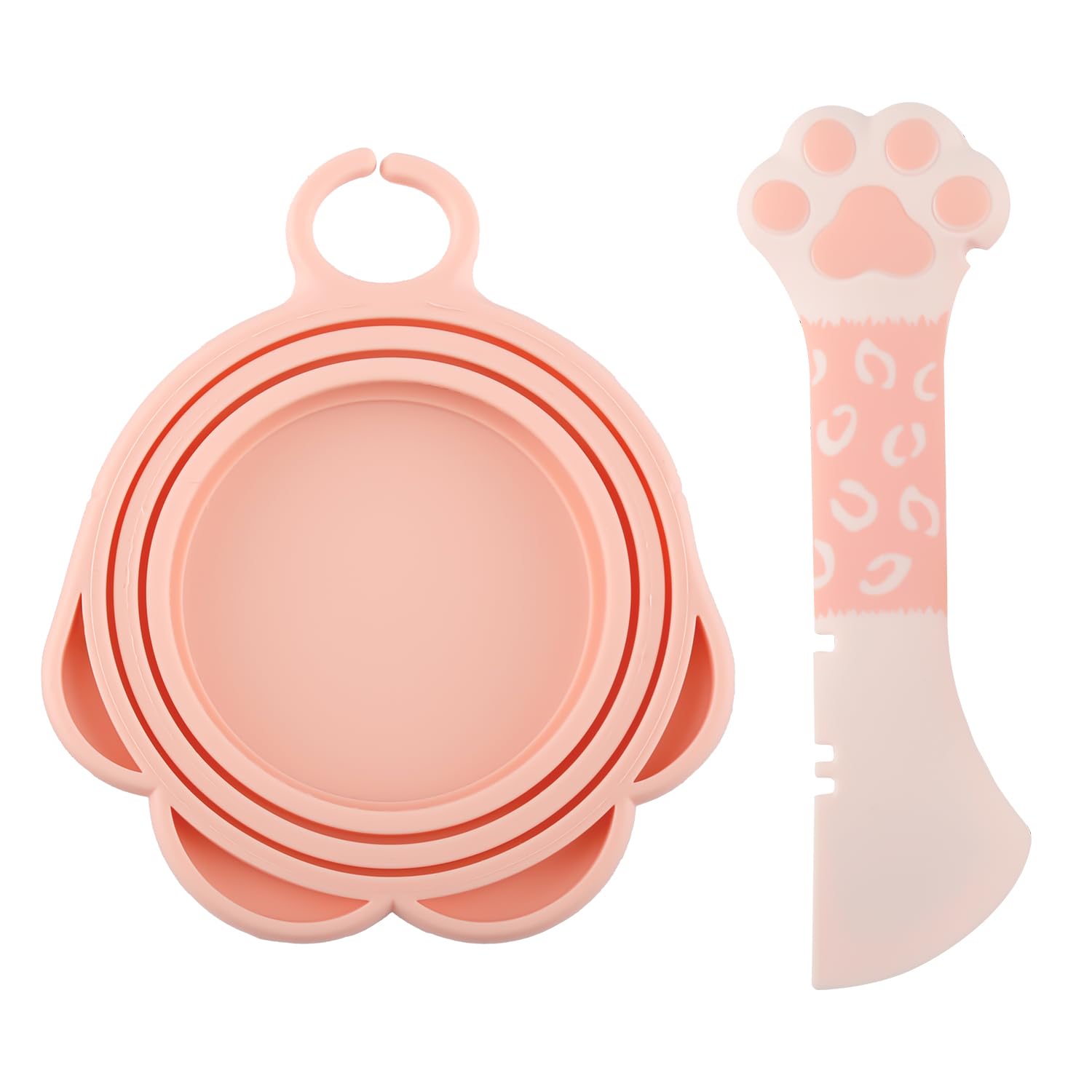 Bojueshaw 2pcs Pet Food Can Spoon Cover,Cute Paw Shape Universal Can Lids with Spoons,Universal Silicone Tin Can Lids for Dog Food Cat Food