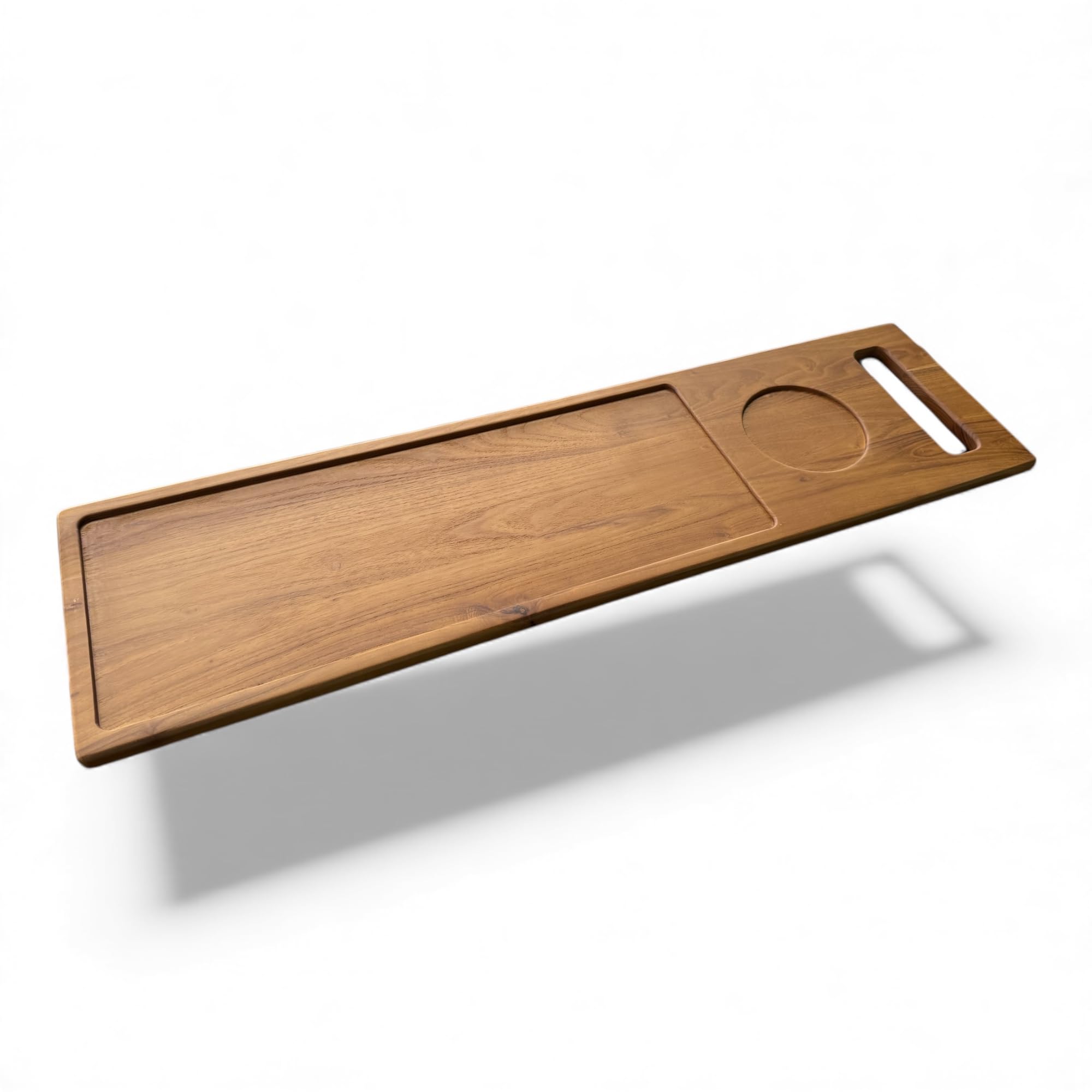 Zeek Bandeja para bañera de madera natural maciza, bandeja para servir embutidos, regalo de inauguración de la casa