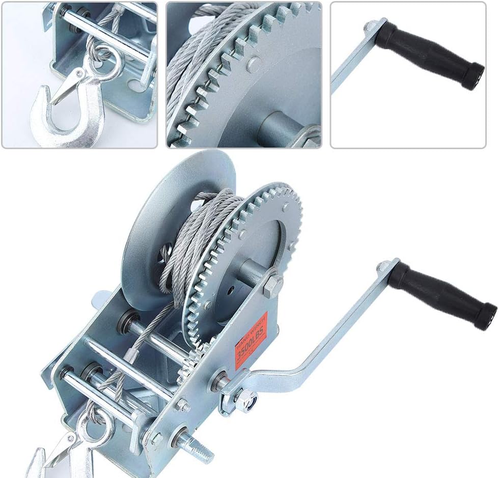 Onе-Dау Sаlе: Uр tо 70% оƒƒ Heavy Duty Hand Winch, 3500lbs Capacity Hand Crank Strap Gear Winch Manual Operated Winch with 10m Steel Wire for ATV Boat Trailer Crаzу Dеаlѕ Heavy Duty Hand Winch, 3500lbs Capacity Hand Crank Strap Gear Winch Manual Operated Winch with 10m Steel Wire for ATV Boat Trailer
