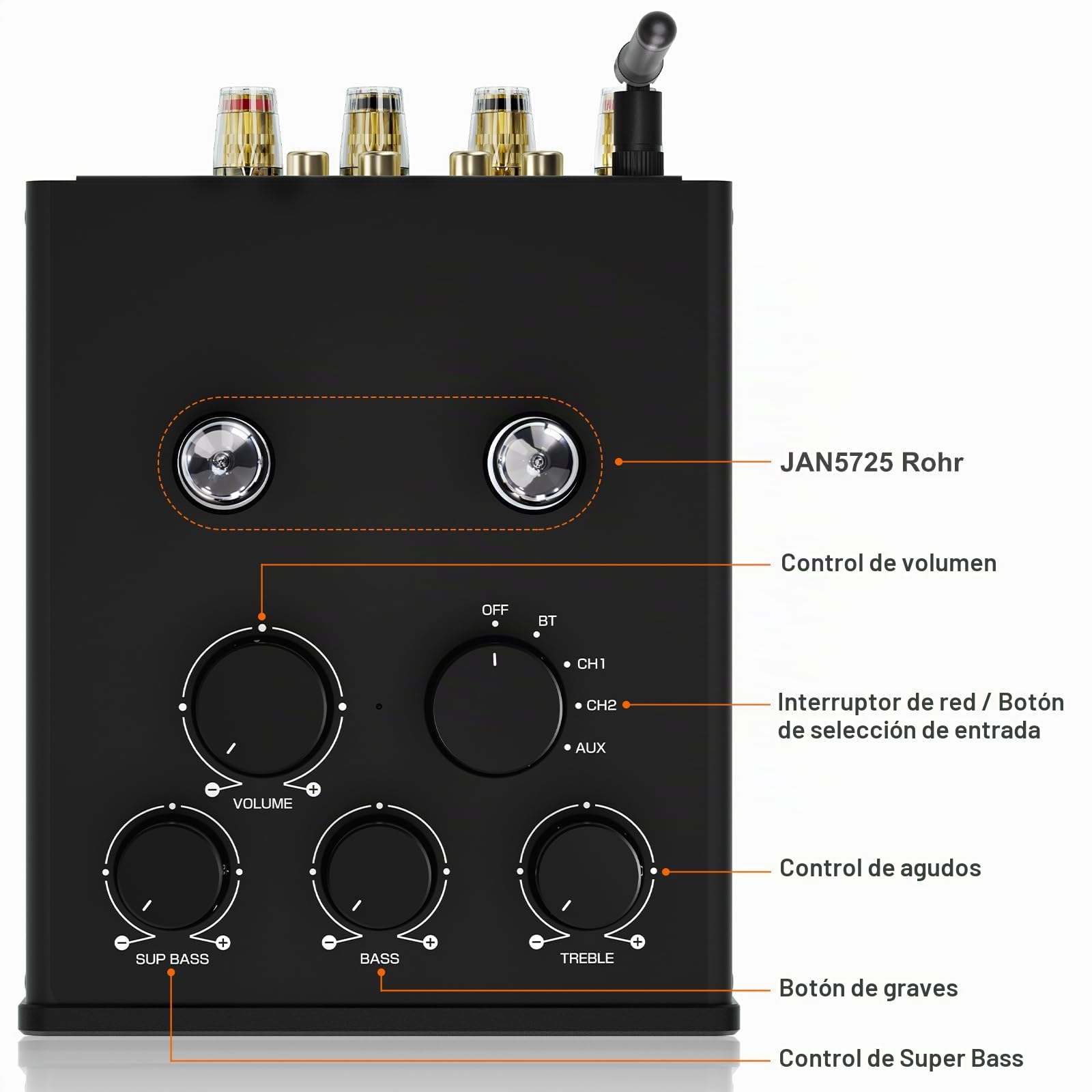 Douk Audio T6 Pro Bluetooth Amplifier 300 vatios x2 amplificador de tubo TPA3255 para Home Theater Hi-FI Audio System