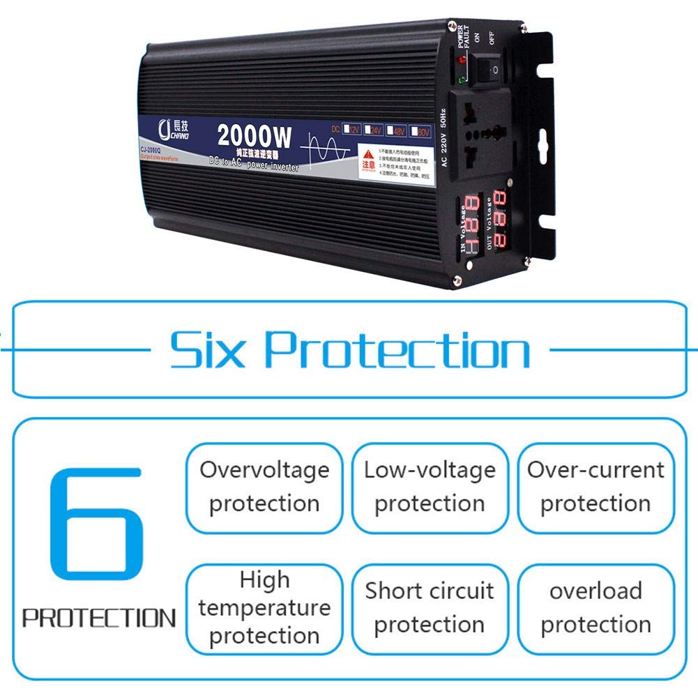 Inverter 600 W 1000 W 2000 W 3000 W 4000 W 5000 W 6000 W pura onda sinusoidale 48/60 V a 220 V trasformatore spina doppia USB auto per monitor LCD auto, iPhone, iPad e tablet laptop 48 V-4000