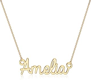 Custom Name Necklace Personalized, 14K Gold Plated Name Pendant Necklace Dainty Name Necklace Personalized Jewelry Gifts for Women Girls