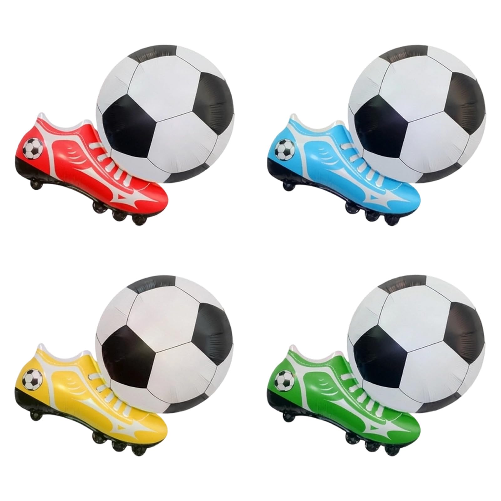 4PCS Football Balloons, 3d Football Balloons Cleats Sneaker For Party Decorations, Reusable Foil Mylar In 4 Colors - Helium & Air Inflatable, Great For Soccer Themed Birthday & Game Day