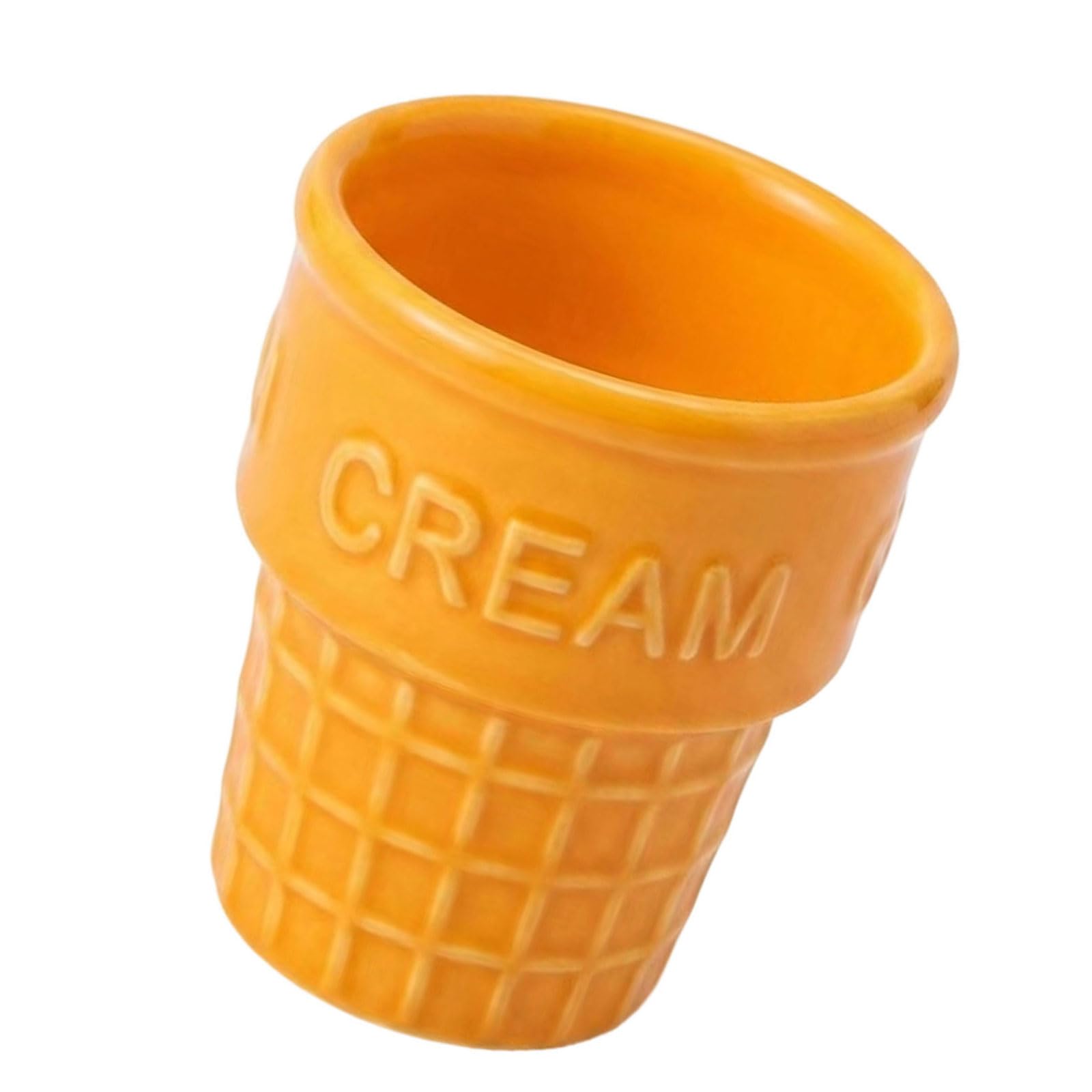 PANGBOER Waffles-Styles Snacks Cup Dessert Container Miniature Ice Cream Cone Ceramic Bowl for Candy and Condiments Point Molded Dessert Bowl