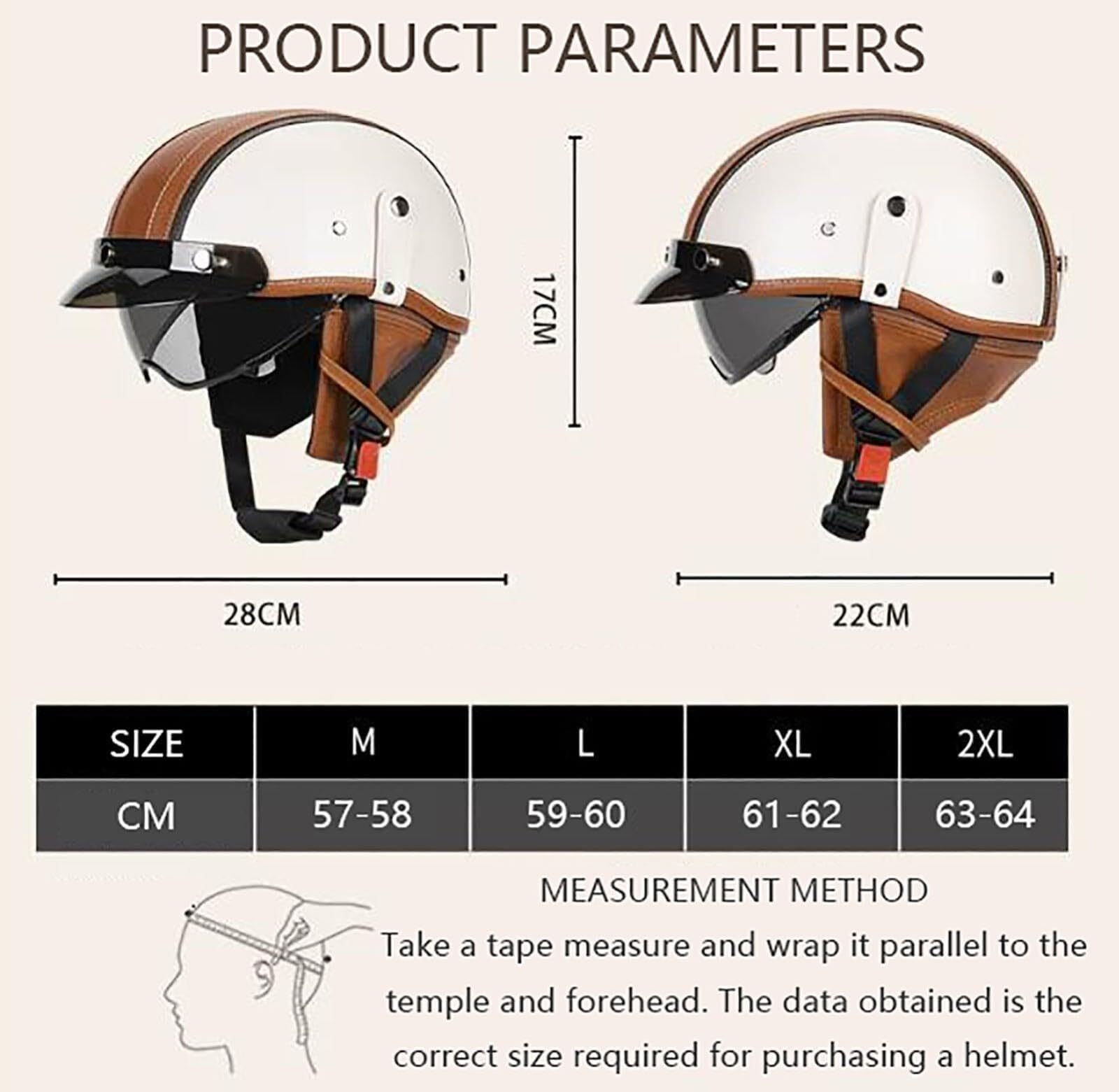 Casco Jet Moto Aperto Retrò Heritage Crema Marrone