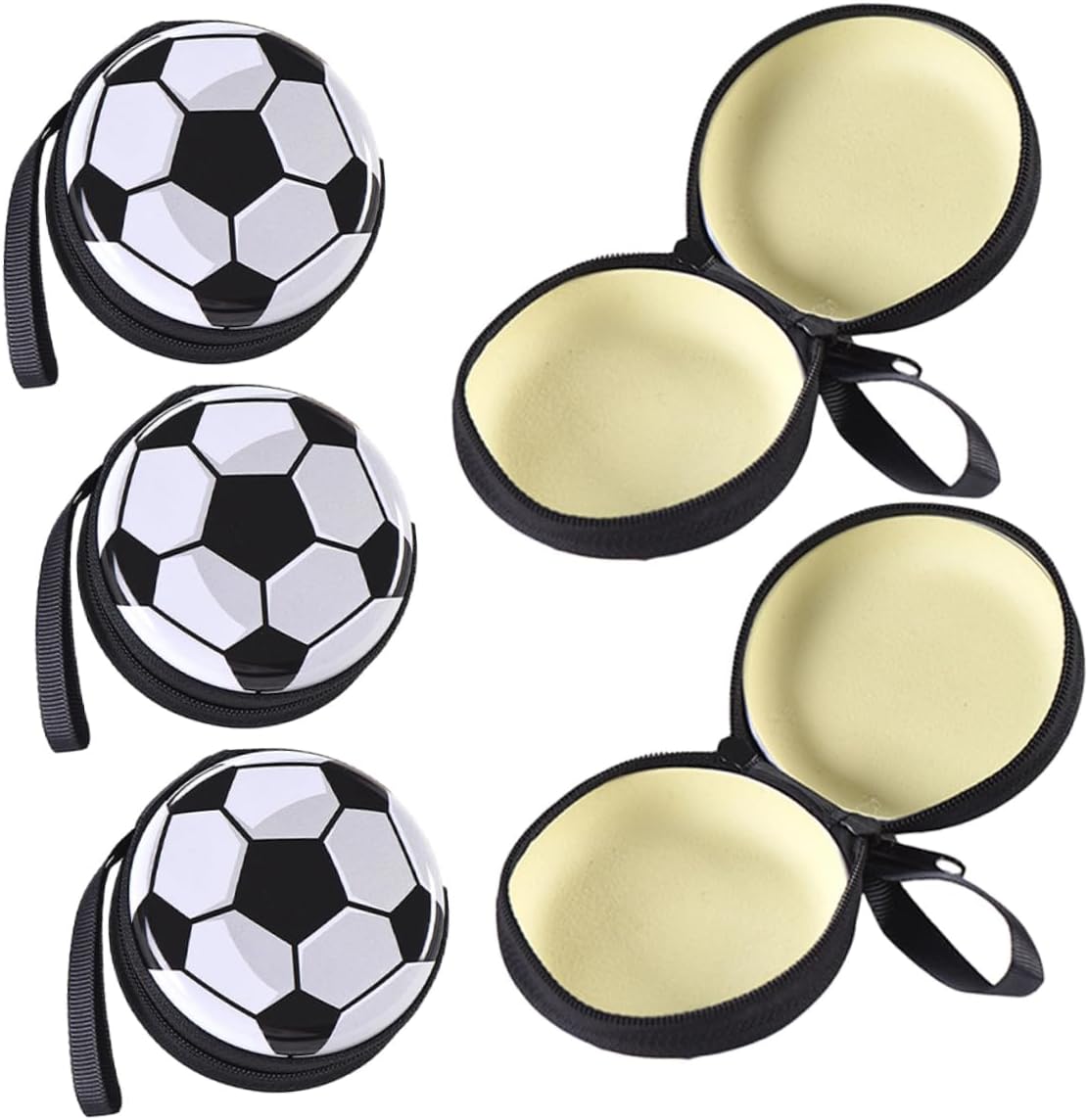 YARNOW 5pcs Soccer Snack Bags Creative Football Shaped Pouches for Outdoor Sports Tinplate Storage for Treats Change for Soccer and Party Favors
