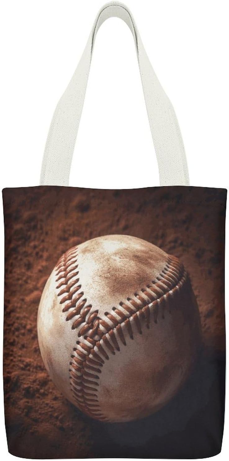 Baseball Canvas Tote Bag Grocery Shopping Bag