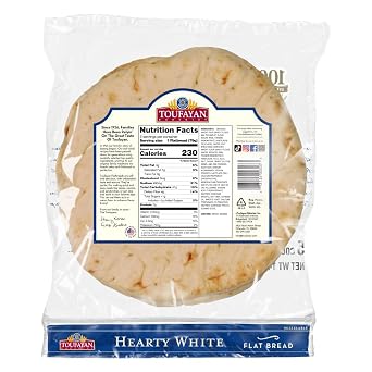 Toufayan Hearty White Flatbread Soft, Versatile Flatbread for Wraps, Sandwiches, Gyros & Pizzas | Freeze Upon Arrival | 3 Pack (15 Flatbreads Total)