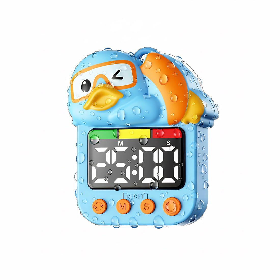 Shower Timer Waterproof Visual Timer for Kids, 99-Min Digital Potty Training Timer for Toddler, Duck-Shaped Bathroom & Kitchen Time Management Tool, Rechargeable, Blue