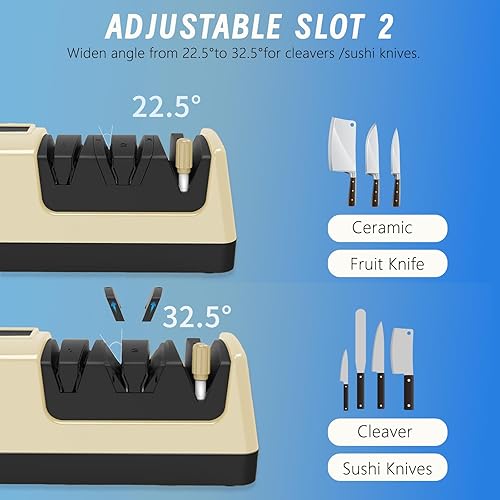 Miniatura 6 de Afilador de cuchillos eléctrico profesional 5 en 1 con LCD, afilador de tijera con abrasivos de 3 velocidades y 100% diamantes, guías de ángulo de
