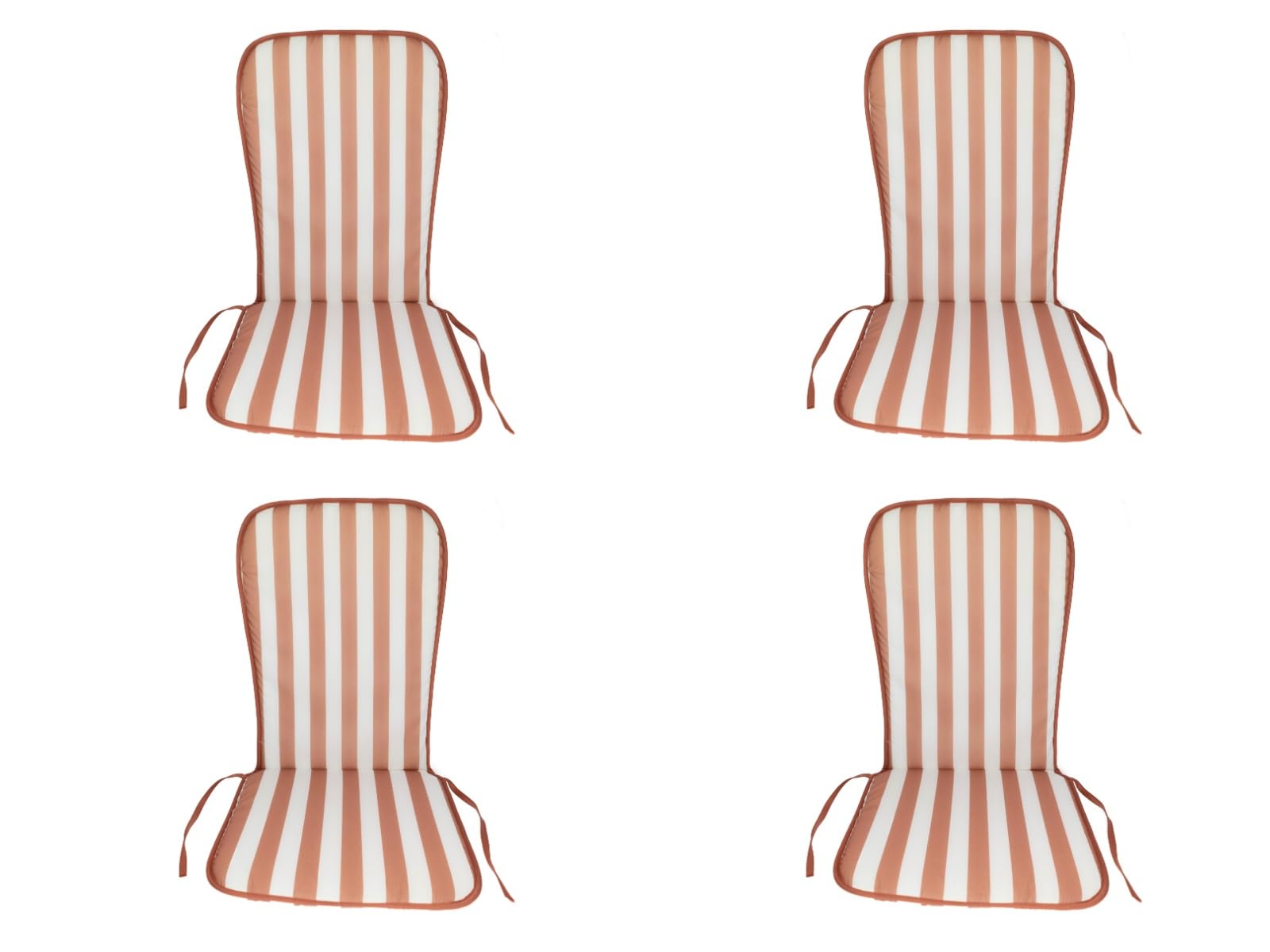 HERSIG - Pack 4 Cojines Silla con Respaldo | Almohadillas Silla Rallas Anchas Rosa Oscuro-Blanco