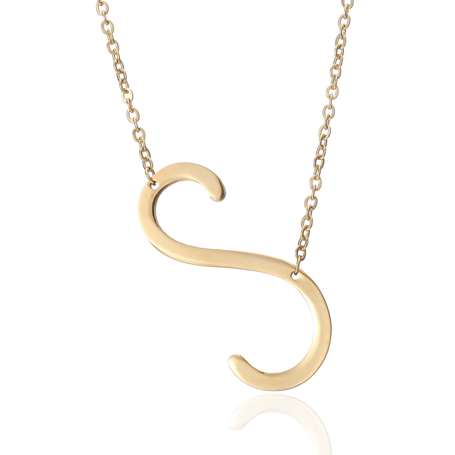 Stainless Steel Gold Initial Alphabet 26 Letters Script Name Pendant Chain Necklace from A-Z(S)-image-4
