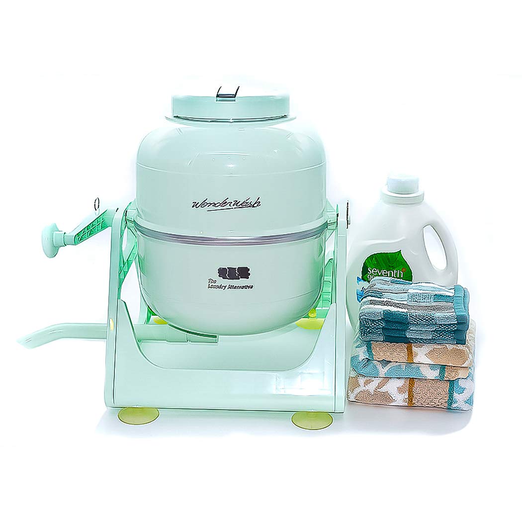 WonderWash Machine à laver portable pour appartement et petits espaces – Lave-linge manuel avec design rétro – Nettoyez le linge n'importe où avec notre comptoir, non électrique, petite laveuse – Vert
