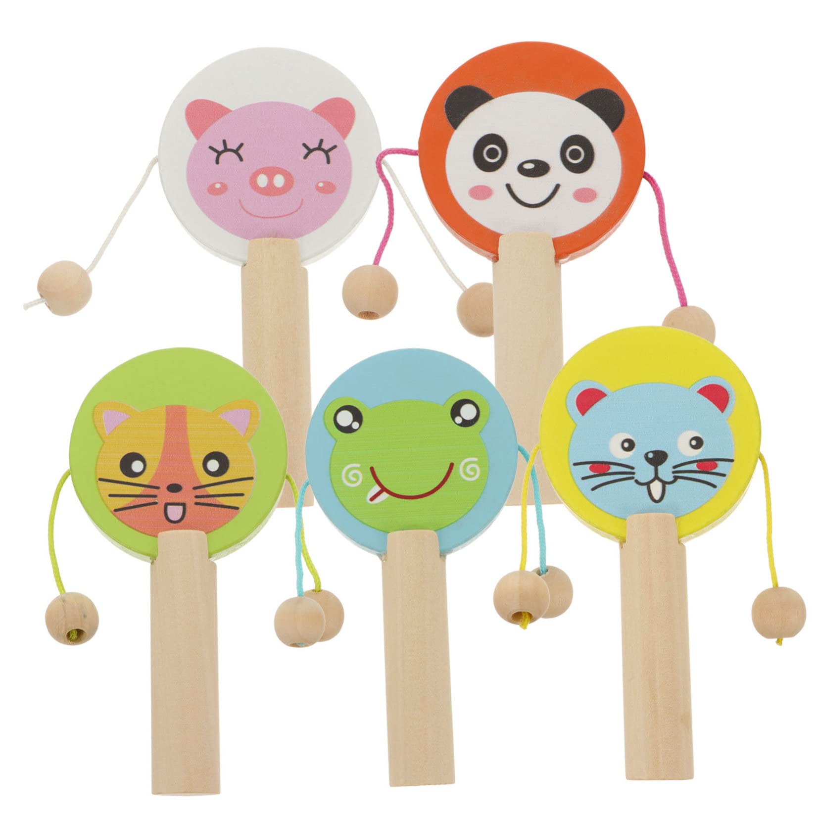 VICASKY 5Pcs Wooden Rattle Instrument Musical Orff for Aged Lightweight Educational Present for Indoor and Outdoor Play for Christmas and Birthdays