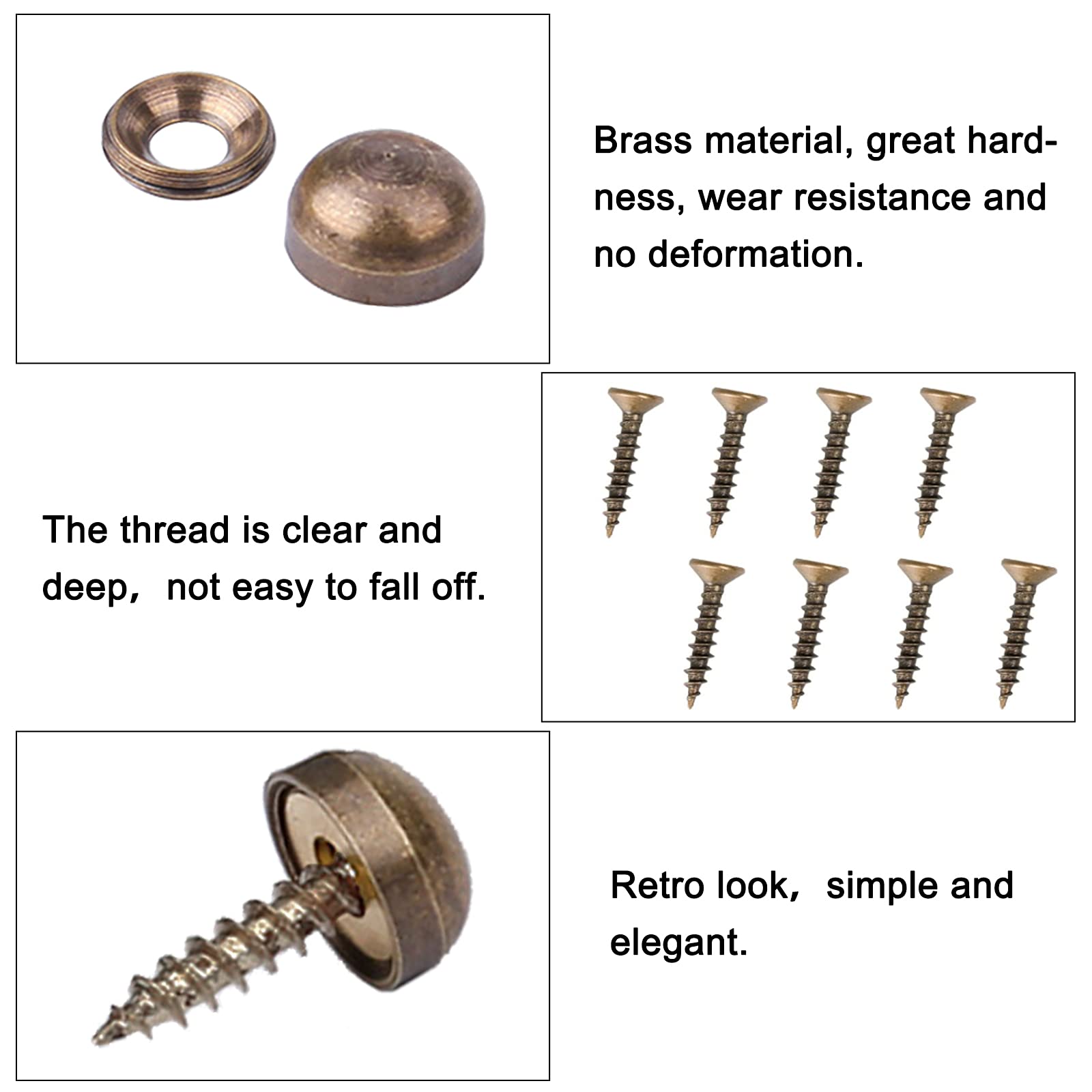 Viti Decorative Per Specchi In Ottone - 8 Pezzi Con Coperchio A Cupola 9mm