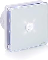 STERR Fürdőszobai Ventilátor Üveg Előlappal - Fehér, 100mm, Energiatakarékos Elszívó, Csendes Működésű Szellőztető 1