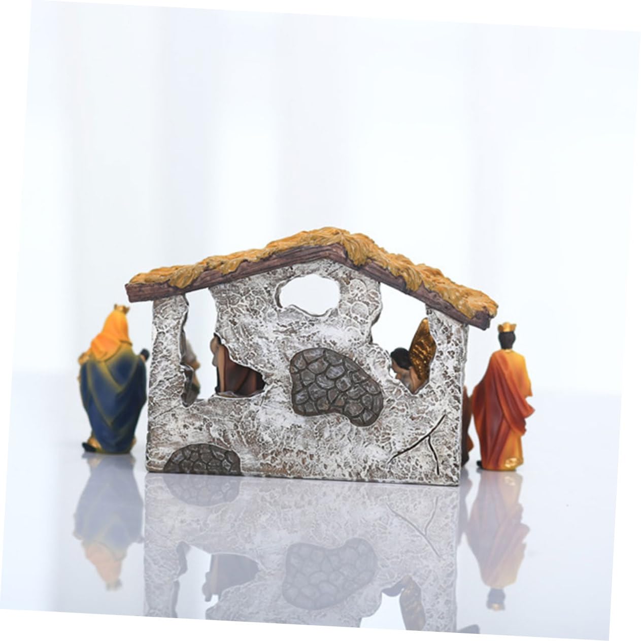 OUNONA 1ensemble Statue De Crèche De Noël Résine Décoratif pour Église Et Maison Ornement Religieux Élégant Et Unique pour Décorations De Fêtes
