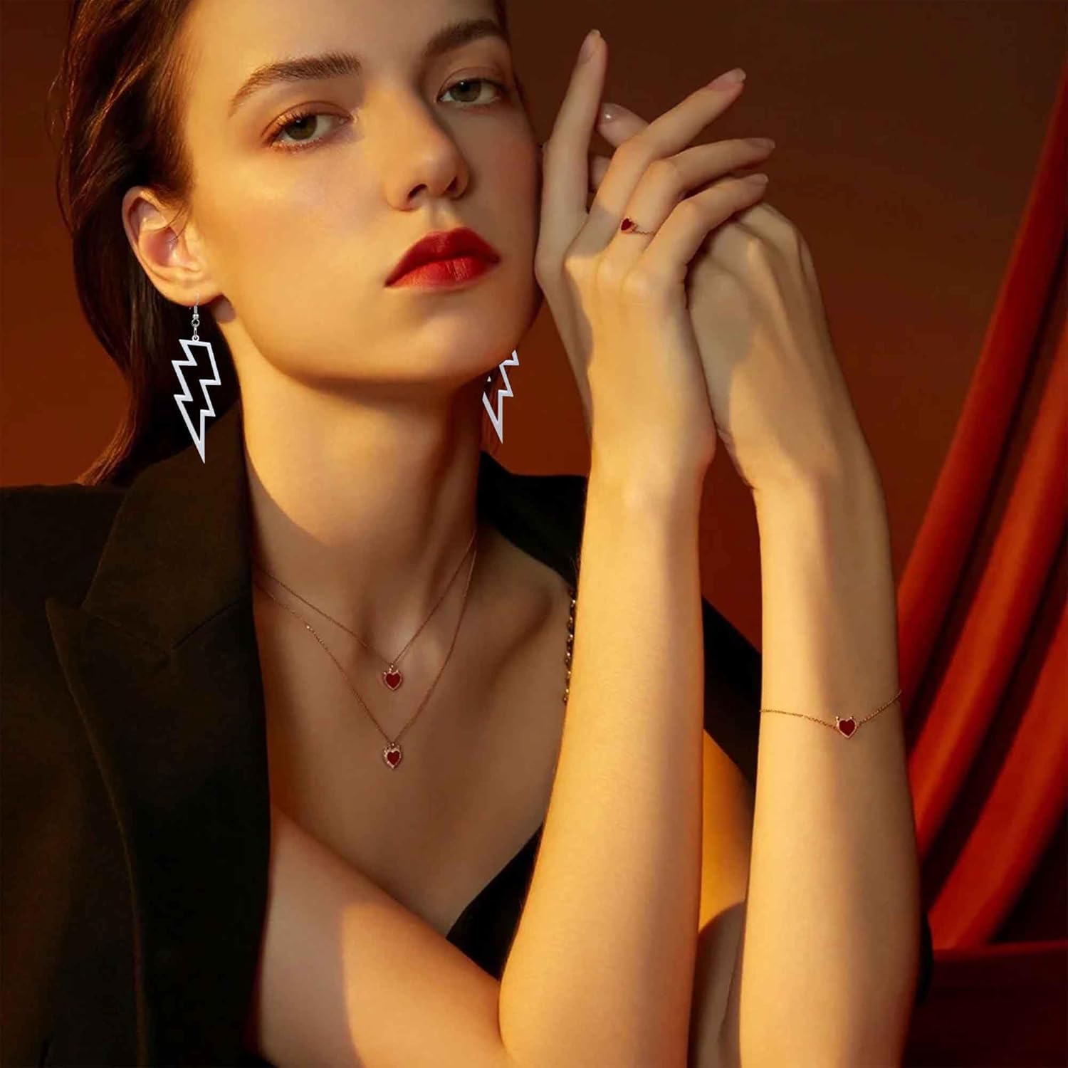 6 Pairs 80s Acrylic Exaggerated Lightning Earrings Punk Retro Geometric Delicate Statement Earrings for Women - Image 3