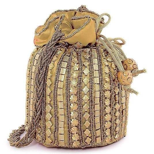 Golden embroidered Potli Handbags For Women | Potli Bags For Ladies For Wedding | Potli Bags For Women | Wedding Bags For Woman | Batwa Potlis Hand Bag | Designer Potli Bag For Ladies For Marriage-image-47