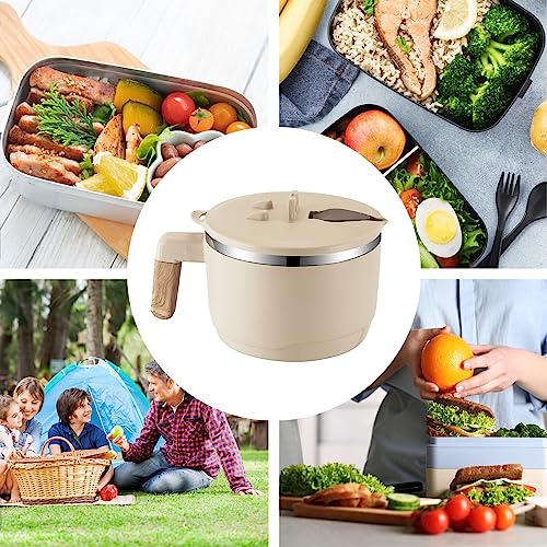 Jauhmui Ramenschüssel Instant Stahl Ramen Bowl 1000 ml Nudelschale( Beige) – Ansicht 6