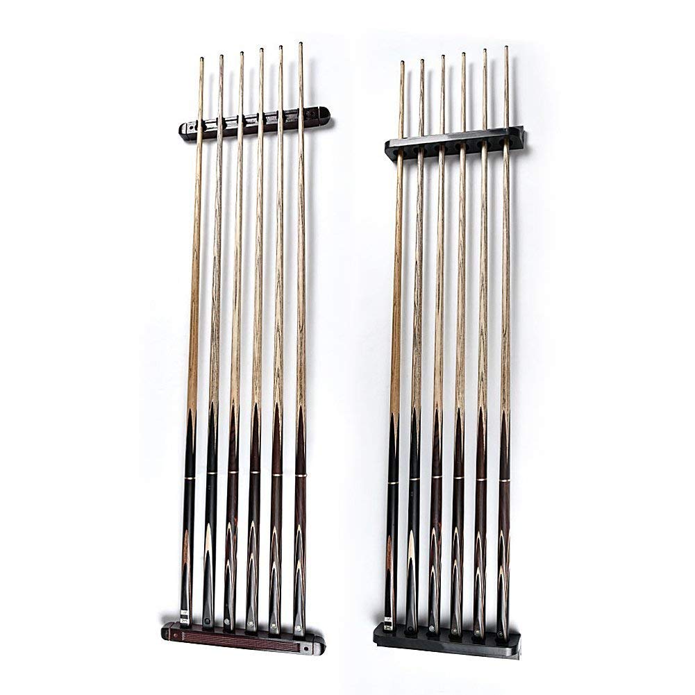 LGB Pool wall Mount Hanging 6 cue Stick Wood Rack Holder for Snooker 4