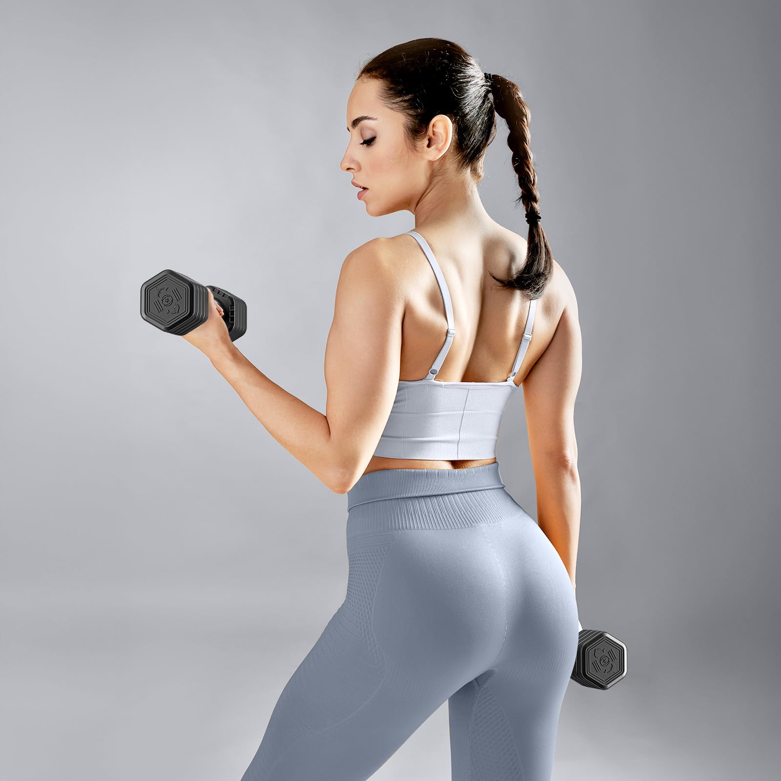 Dripex Lot de 2 Haltères Musculation Réglables, Dumbbell Hexagonal 2,5 kg 5 kg 7,5kg Poids Musculation avec Poignée pour Femme Homme Gym à Domicile Entraînement