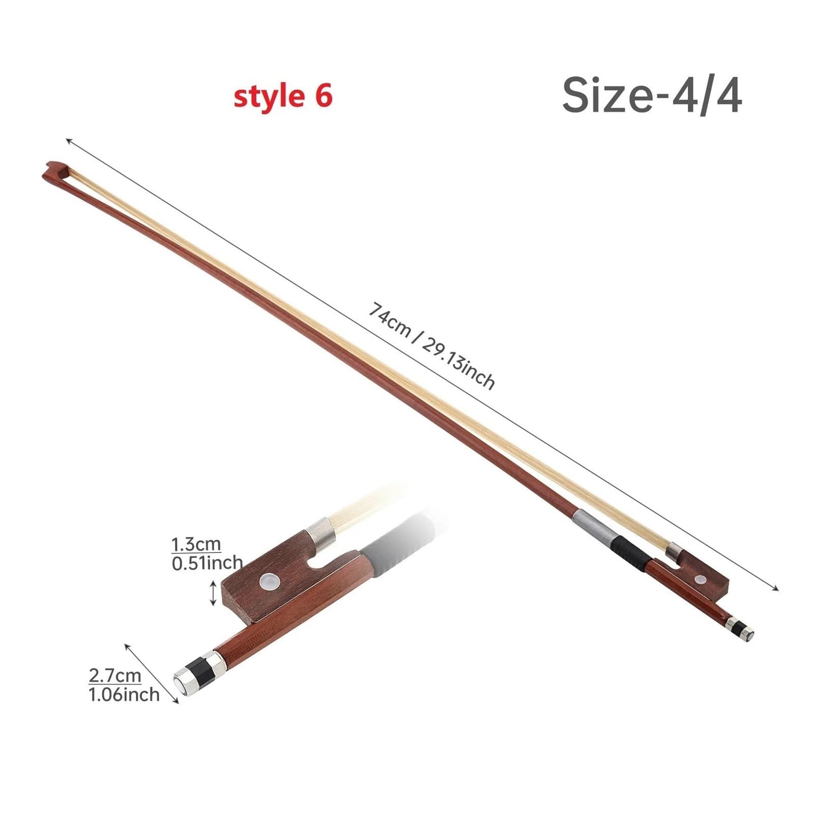 Professioneller Geigenbogen Brasilholz Weißes Rosshaar 4/4 Palisander Froschform Violinbogen