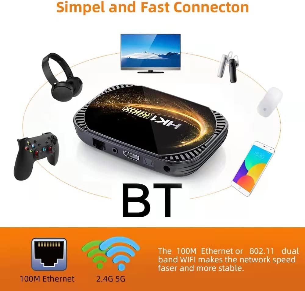 Android TV Box 4GB RAM 128GB Rom con Tastiera Wireless, S905X4 Quad-Core 64Bit Android Box, Supporto 2.4G/5.8Ghz WiFi 100 LAN BT 4.2 3D/6K Utral HD/H.265,2gb+16gb