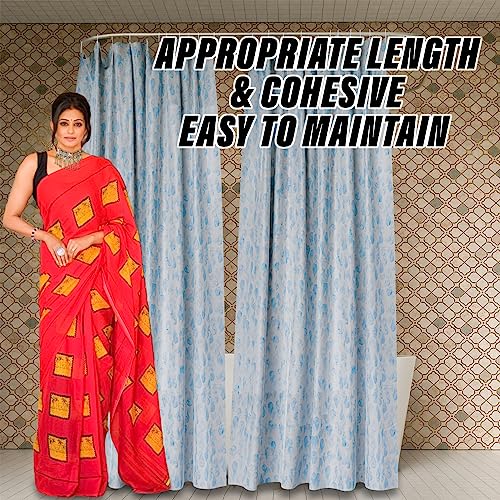 Image of Kuber Industries Shower Curtain | Water Drop Design Peva Curtain for Bathroom | Shower Curtain for Bathroom | Bathroom Shower Curtain with Hooks | 6 Feet | Blue