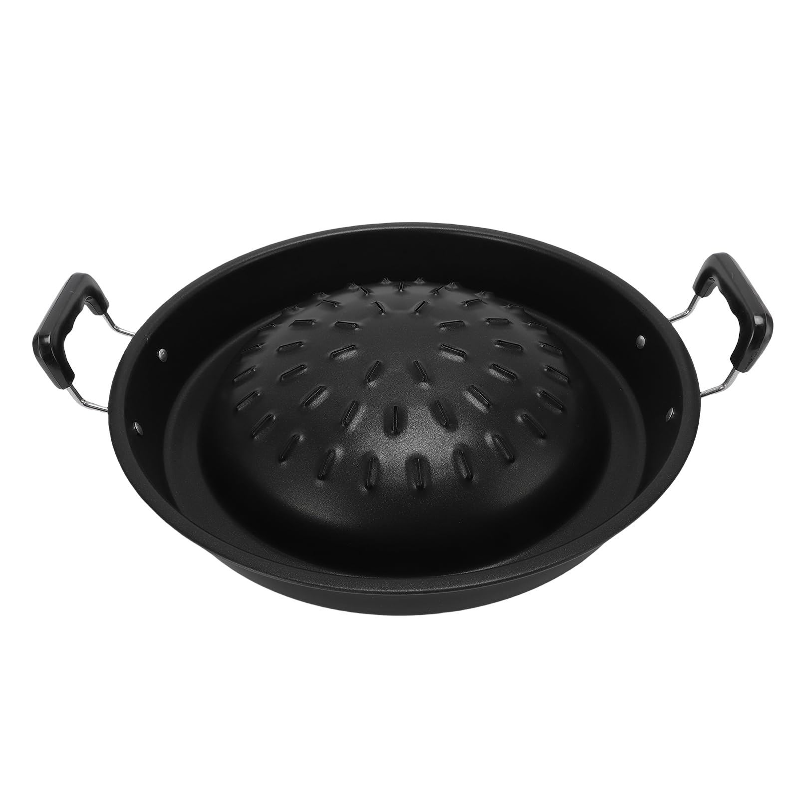 OEBUAFI Thai BBQ Grill Pan, Aluminum Hot Pot and Grill Combo with Super Thick Structure for Even Heat Distribution Dual Function Cookware (35cm/13.78in Black)