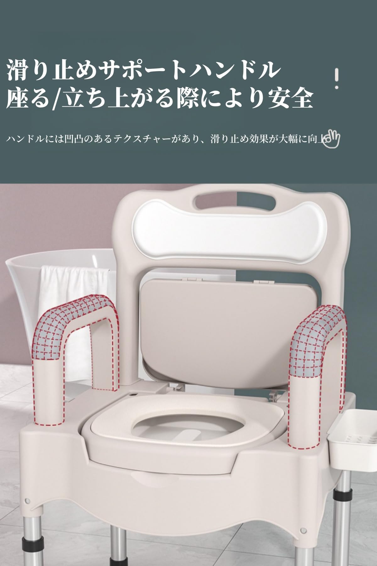 Amazon.co.jp: ポータブルトイレ 高さ調整可能 42～55㎝ 5段階