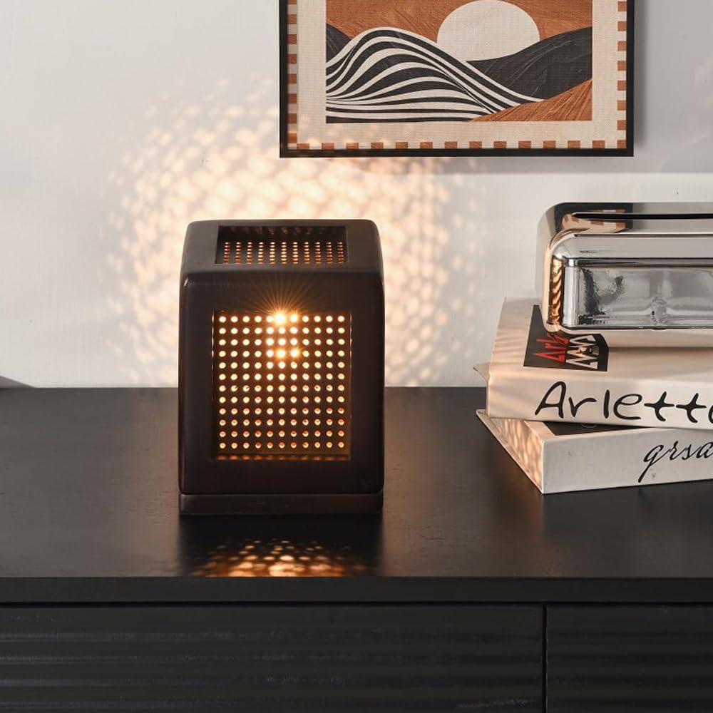 Lámpara de Mesa Negra de Mediados de Siglo, lámpara de Mesa pequeña de Madera, lámpara de mesita de Noche rústica de Granja, lámpara de mesita de Noche Retro Vintage para Dormitorio, Sala de Estar,