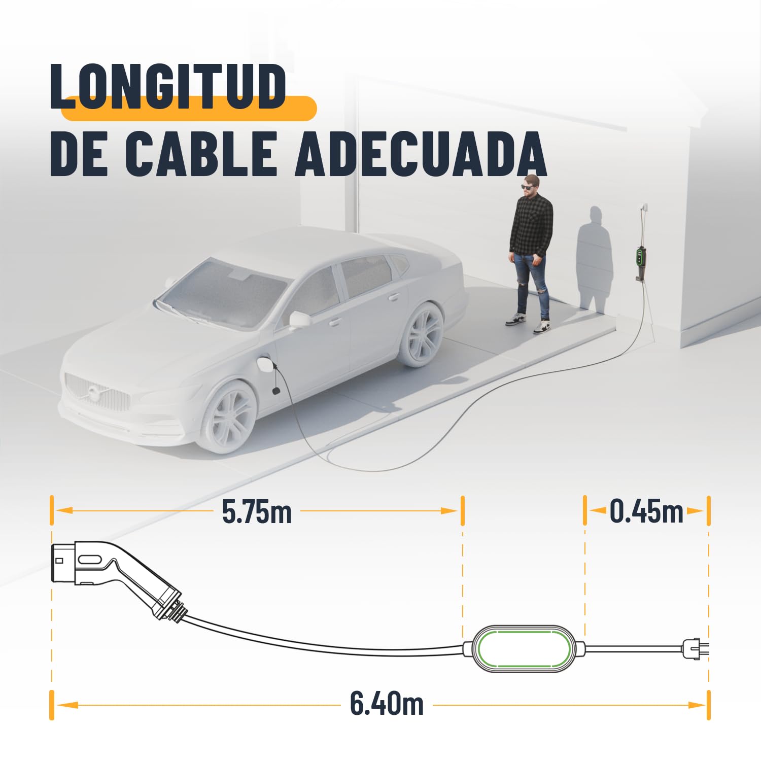 ABSINA Cargador Coche electrico Tipo 2 con Potencia Ajustable